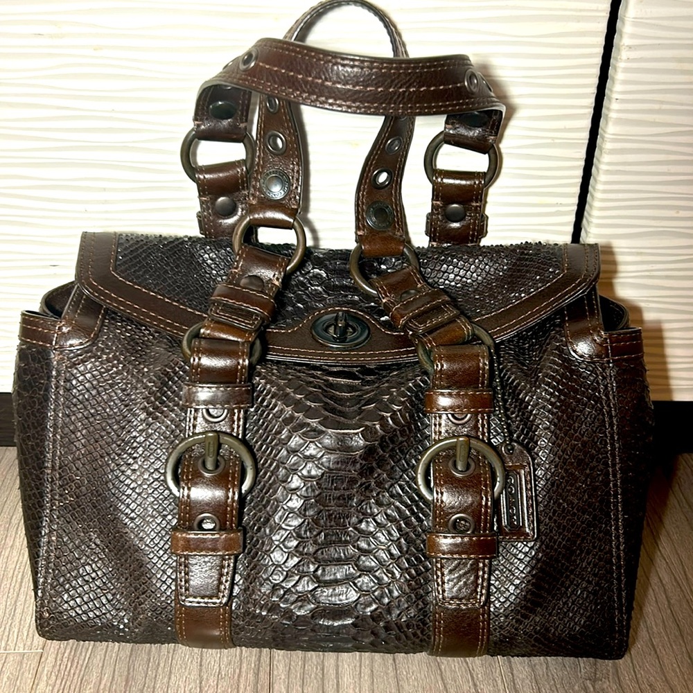 Rare Coach Python Embossed Leather Bag - image 1